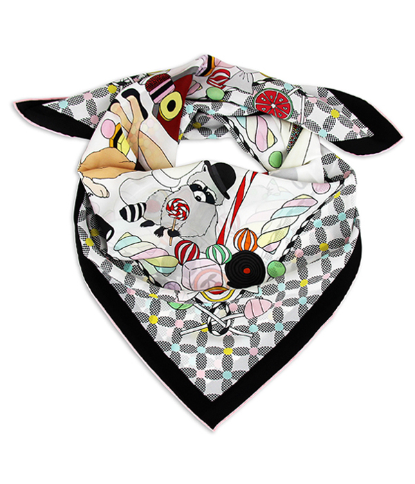 Graphic shop silk scarves